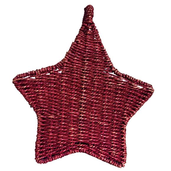 Red Woven Star Basket | Hanging Wall Basket or Tabletop Storage - Picture 3 of 8